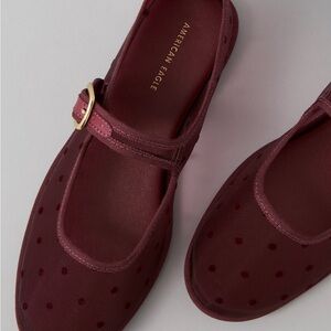 American Eagle Outfitters Maroon Flats with Gold Buckle
